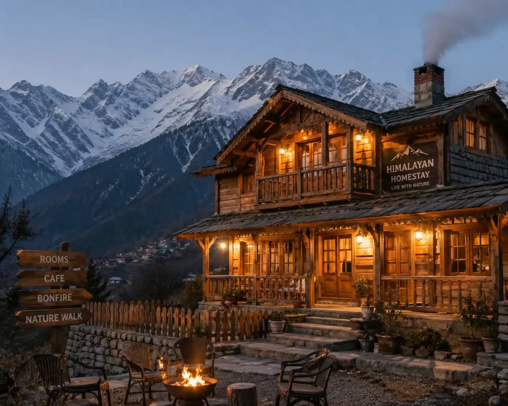 Cozy mountain homestay in Himachal Pradesh for budget stay.