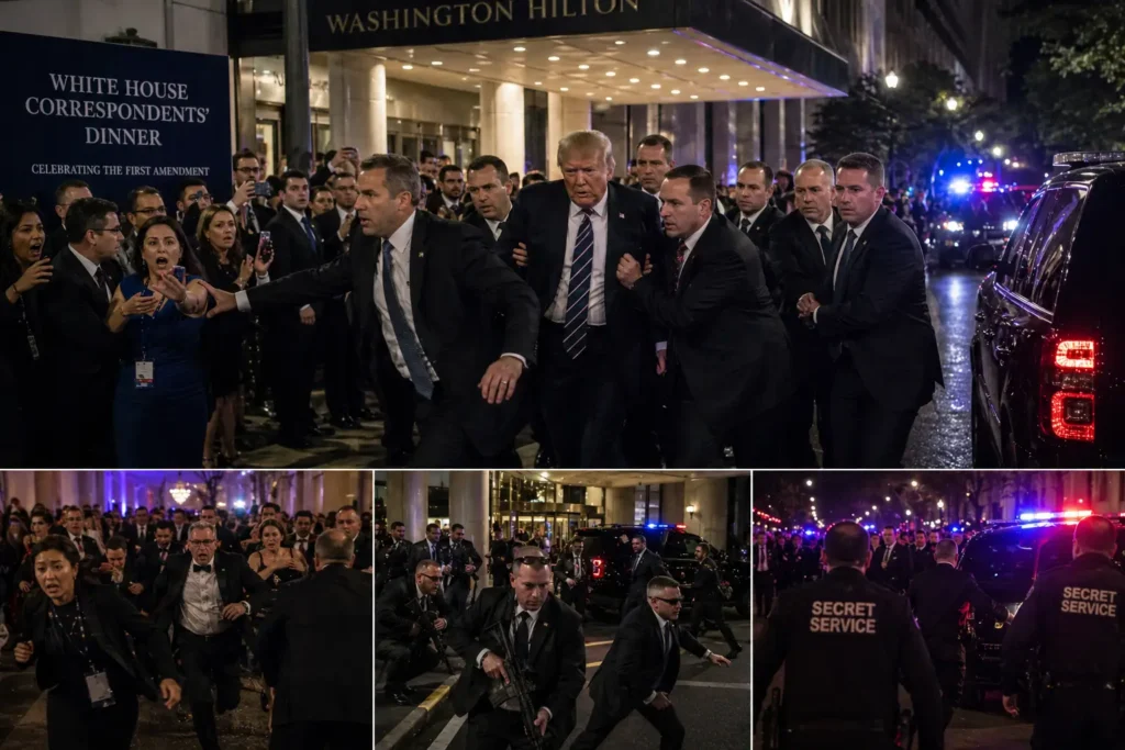 Secret Service escorting Donald Trump out during emergency at hotel event