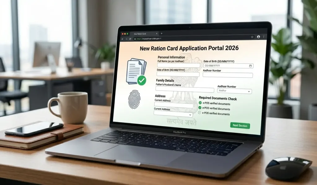Applying online for a new ration card on the national food security portal