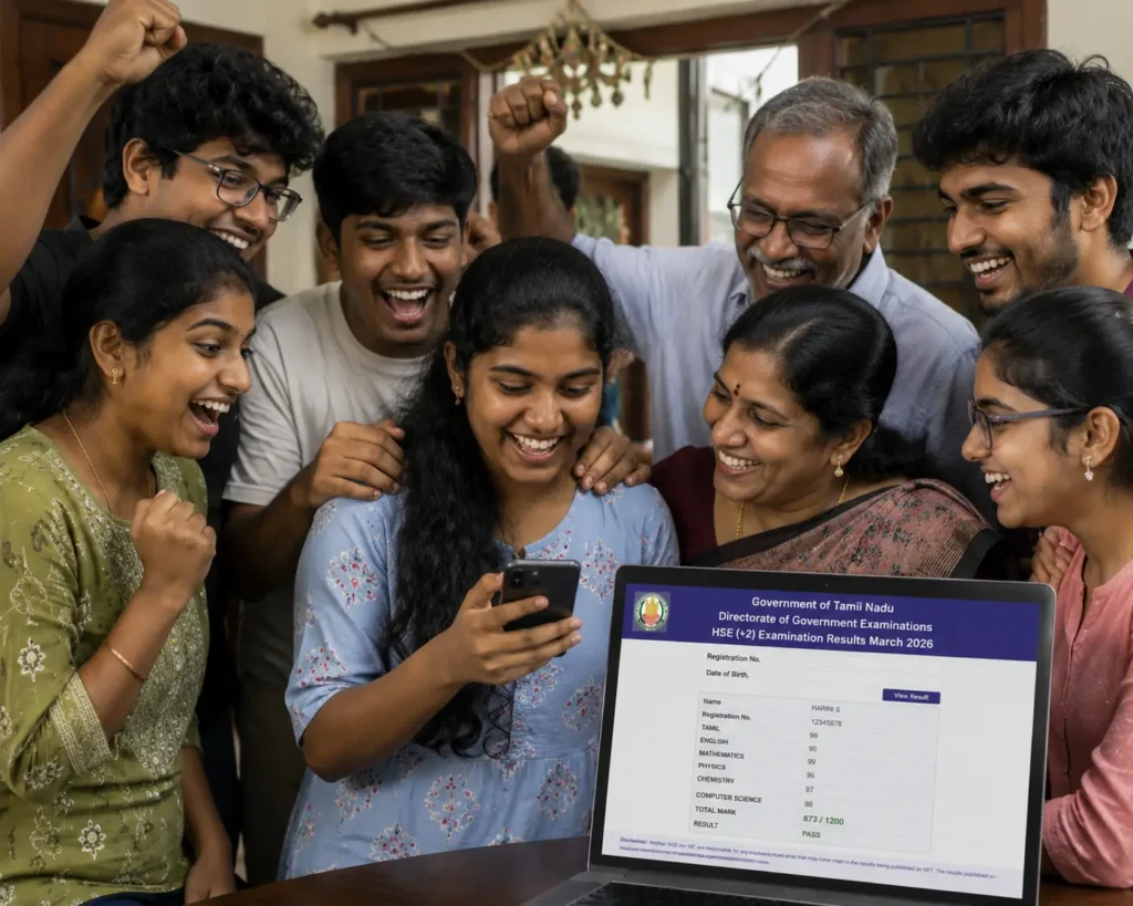Students celebrating Tamil Nadu 12th Result 2026 success after result announcement