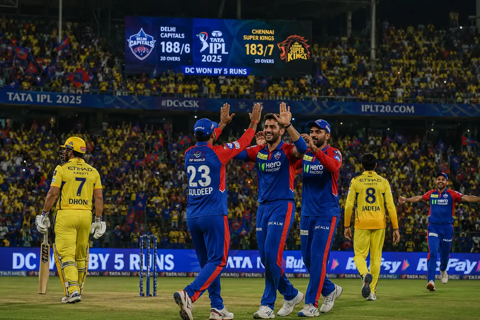 dc vs csk 2026 match highlights stadium crowd players action