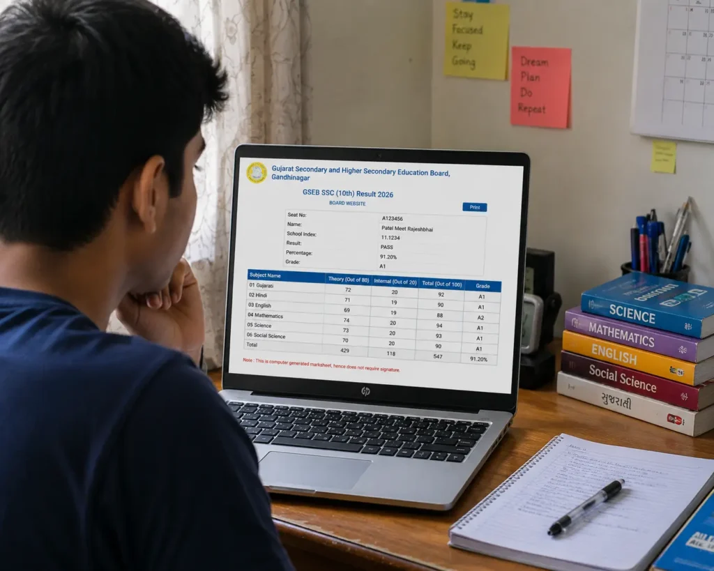 How to check Gujarat Board 10th Result 2026 online
