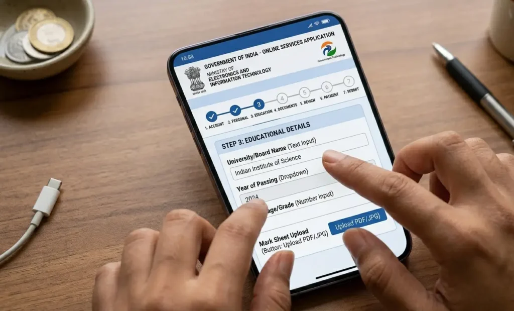 Step by step online registration process for student laptop scheme on smartphone