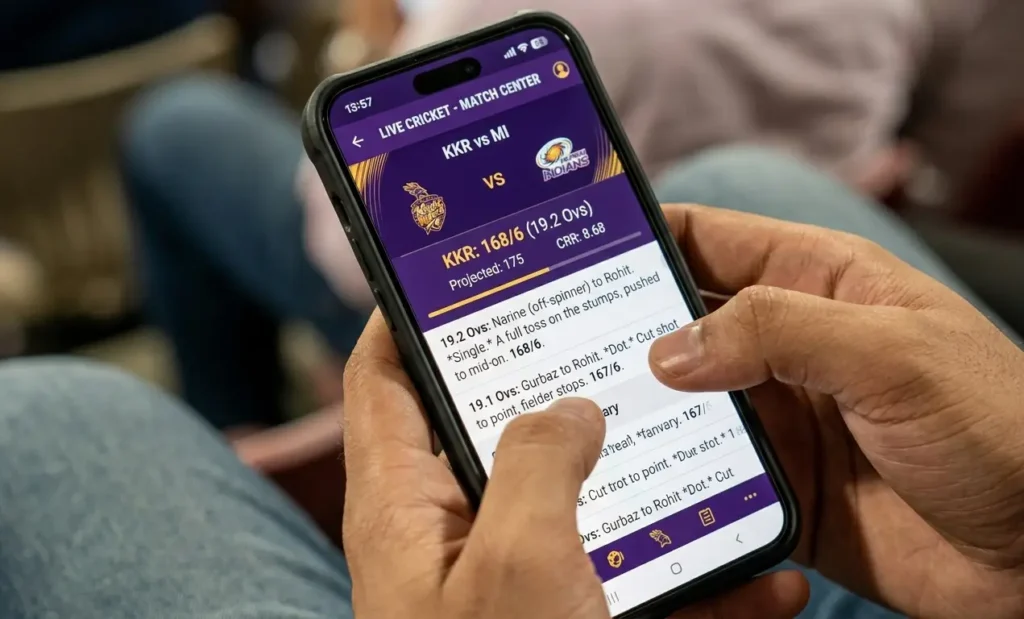 Live cricket score updates for KKR vs MI IPL match on mobile app