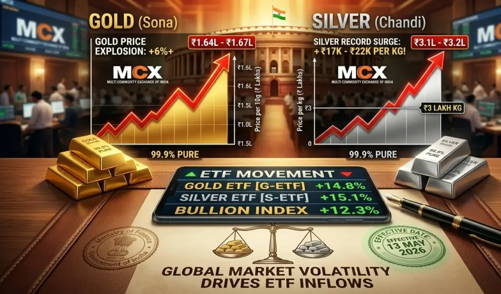 Desk par 'Ministry of Finance, Government of India' ka official seal aur non-generic platinum ingots bhi rakhe hain."