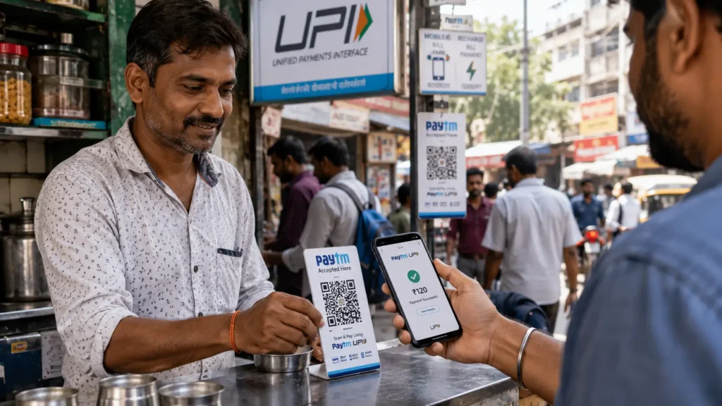 Digital payment system transforming financial transactions in India.